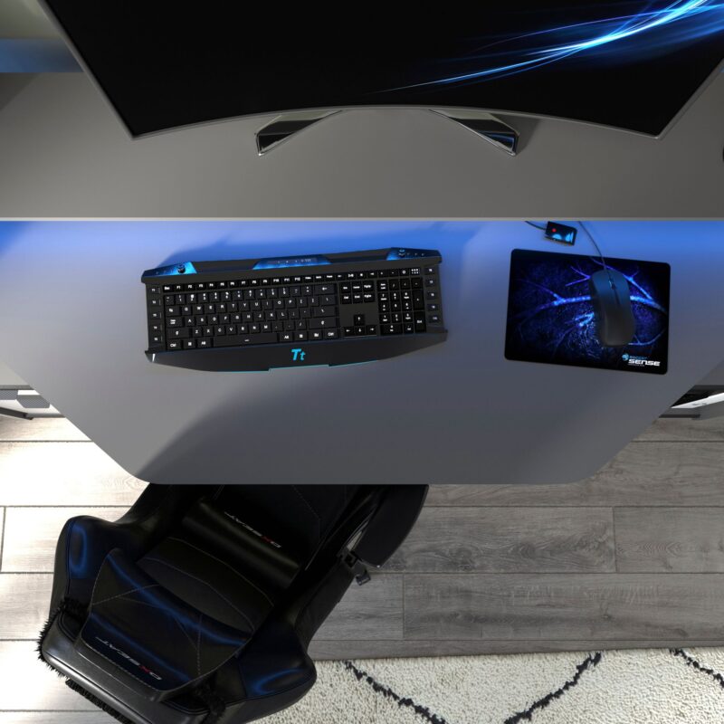 Parisot Gaming Tisch "Set Up" Gamer Computertisch Ergonomischer PC Schreibtisch LED-Beleuchtung mit Farbwechsel