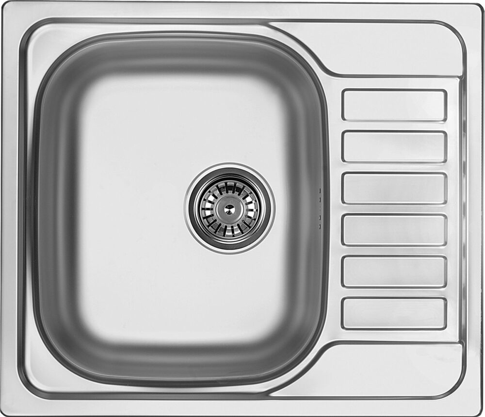 [Edelstahlspüle 60x50,5 cm +Armatur Spiral] Eckig Küchen Einbaubecken inkl. Siphon-Set