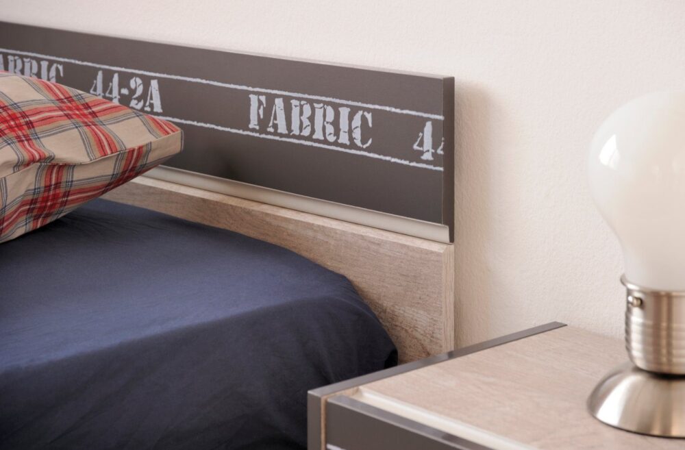 Parisot Fabric 1 Kinder/Jugendzimmer Bett, Kommode, Kleiderschrank, NaKo in Esche Grau 90x200