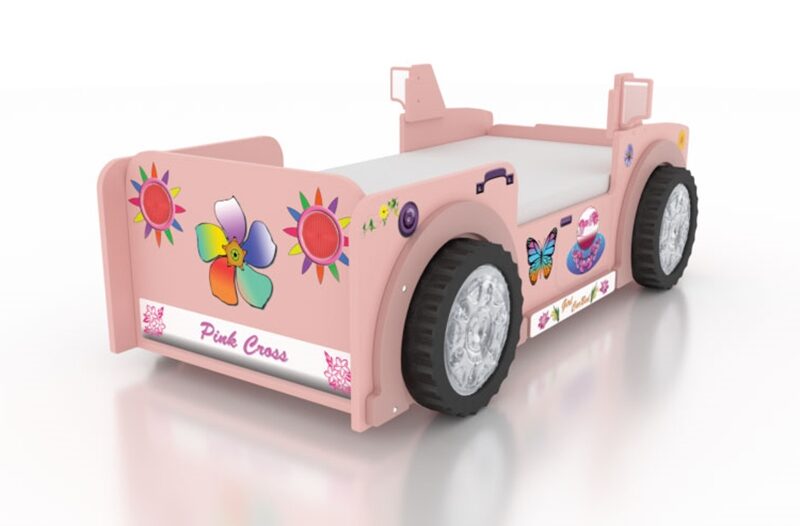 [Jeep (Modell wählbar)] Kinderbett in Militär/Grün/Pink Hochwertiges MDF Kinderzimmer Bett 207x116x76