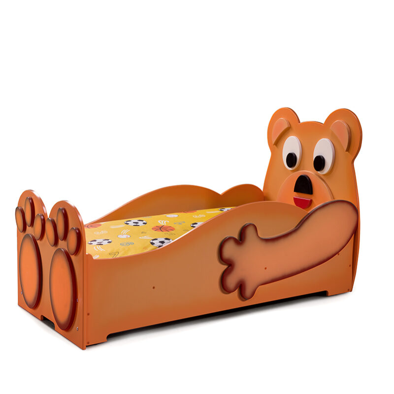 [Teddy Bear Small/Big] Kinderbett in Braun Hochwertiges MDF Kinderzimmer Bett 165x87x88/205x100x100