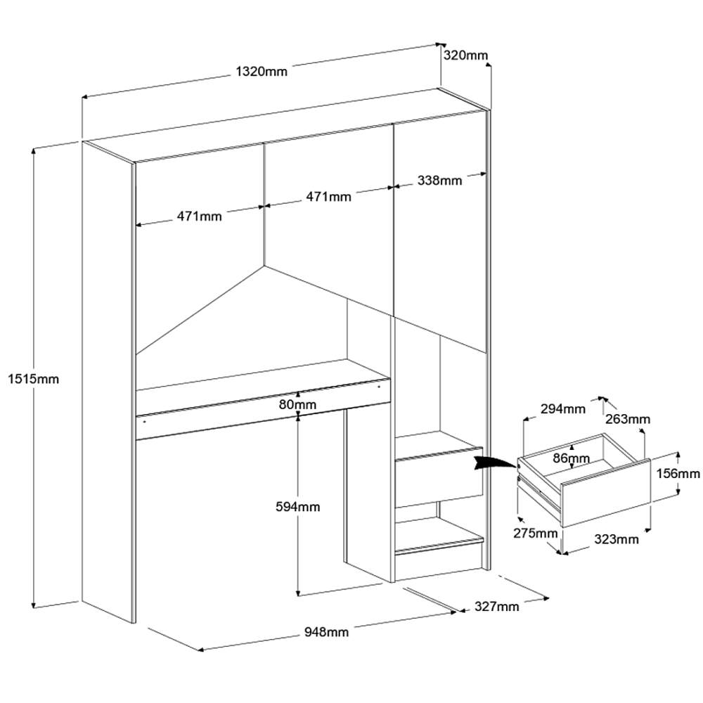 Shelter 1 2400 ENS1 Anstellregal 2400ENVI Vermassungen