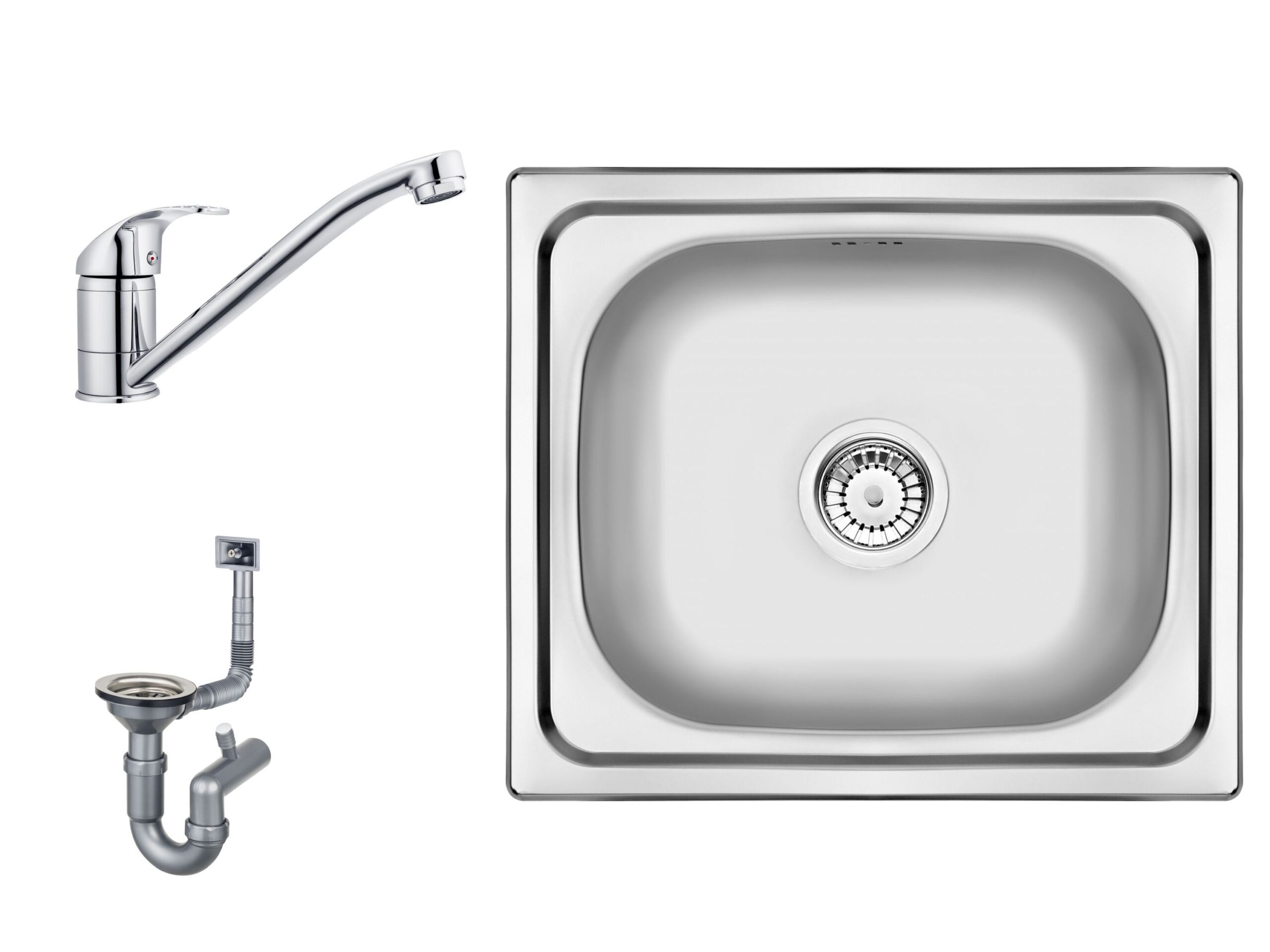 Edelstahl Küchenspüle Siphon Spülbecken Küchenarmatur mit Ablaufgarnitur  40*45cm